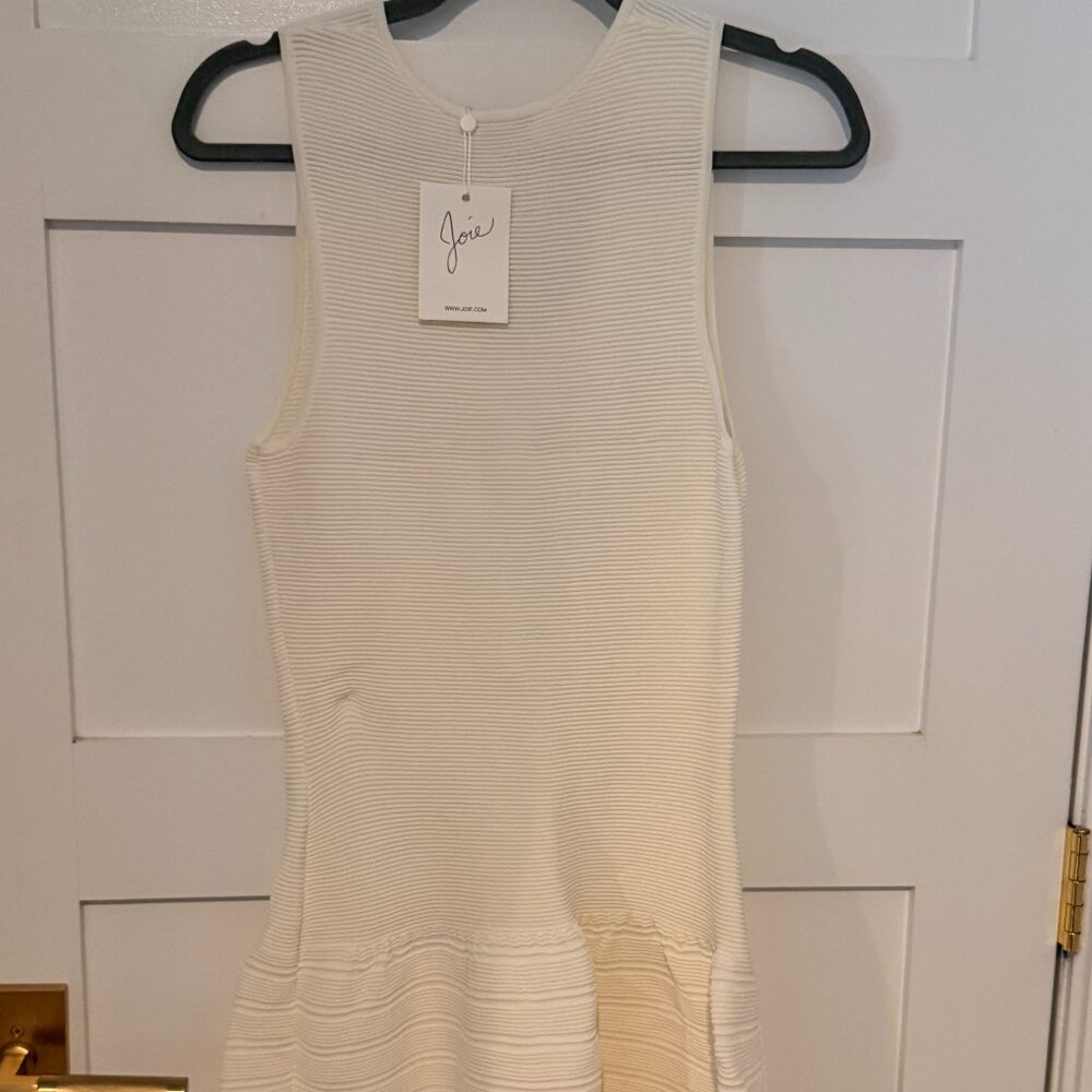 Joie White Drop-Waist Ribbed Dress-Size M
